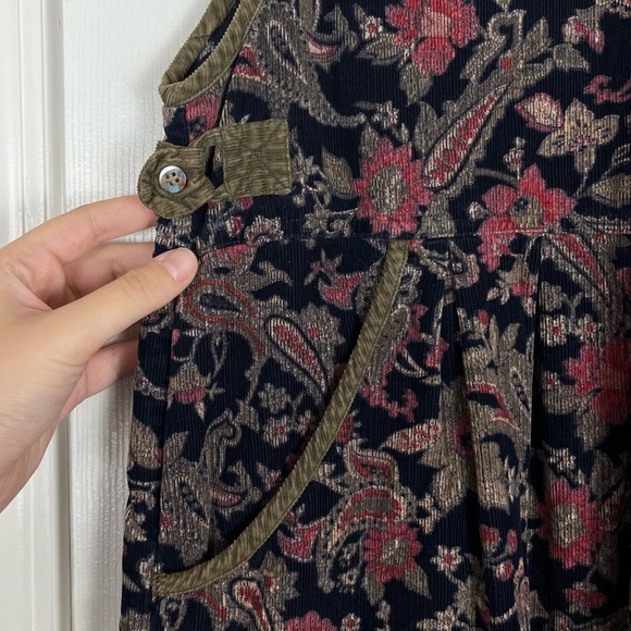 Vintage Bentley Floral Paisley Fine Ribbed Corduroy Midi-Maxi Jumper Dress - Picture 4 of 6